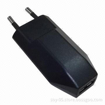 Super Mini 10W 5V 2.1A EU USB Black Charger, 5% Regulation, Patent Design